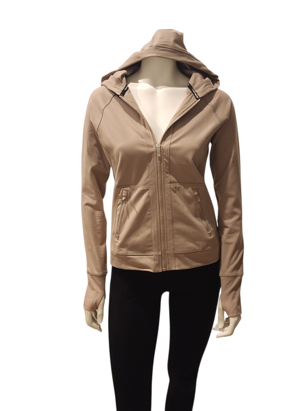 Calvin Klein Performance Taupe Hooded Zip-Up Bomber Jacket